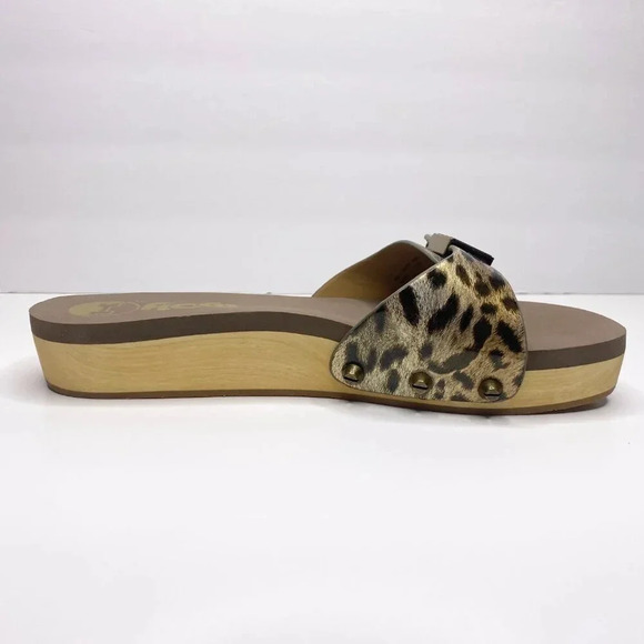 NEW Flogg Melanie Sandals Animal Print Wooden Platform Slides Retro Y2K Size 7.5 - Picture 4 of 10